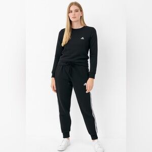 Adidas Sweatpants, Black,Cuff Ankle, Zip Pockets, Size Small